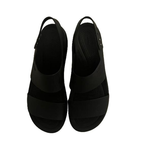 CROCS LiteRide Black Platform Wedges, Size 8W - Picture 3 of 7